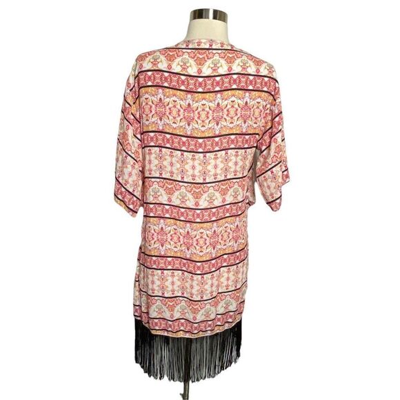 Lularoe Women's Monroe Kimono Size Small Fringe Cardigan Multicolor Boho - Picture 3 of 6